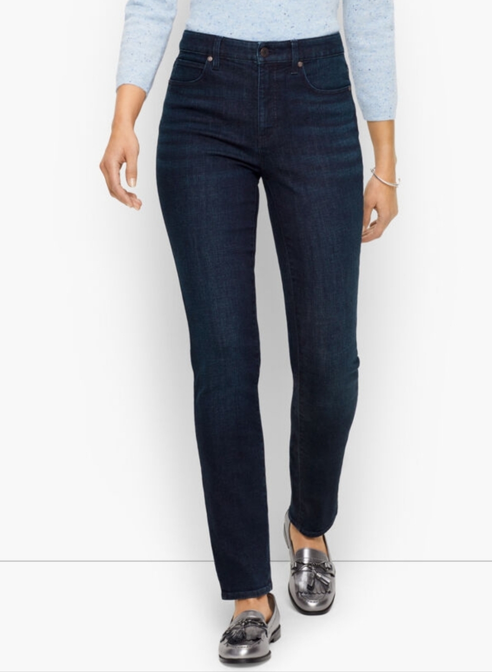 Talbots Heritage Straight Leg Jeans Size 2 Petite Dark Wash